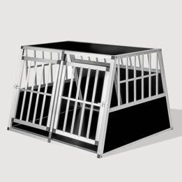 Aluminum Large Double Door Dog cage With Separate board 65a 104 06-0776 gmtpet.ltd