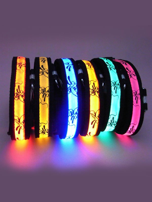 OEM Wholesale Cute Printing Nylon Collar Dog Training Collar Colorful Flashing LED Dog Collar 06-1200 gmtpet.ltd