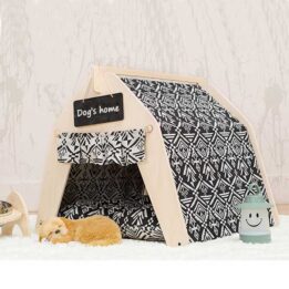 Waterproof Dog Tent: OEM 100% Cotton Canvas Pet Teepee Tent Colorful Wave Collapsible 06-0963 gmtpet.ltd