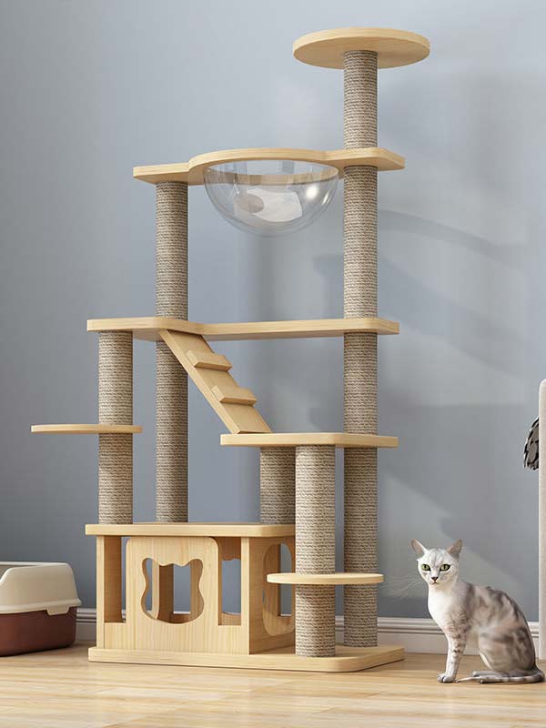 atacado-pinho-madeira maciça-placa multicamadas-gato-árvore-torre-gato-quadro de escalada para gatos-105-219 gmtpet.ltd