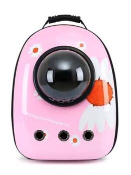 Pink Daisy Upgraded Side Opening Pet Cat Backpack 103-45021 gmtpet.ltd