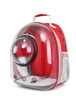 Transparent red pet cat backpack with hood 103-45034 gmtpet.ltd