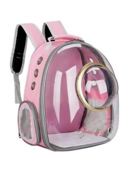 Transparent Gold Ring Pink Pet Cat Backpack 103-45046 gmtpet.ltd