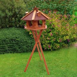 Wood bird feeder wood bird house small hexagonal solar and light 06-0976 gmtpet.ltd