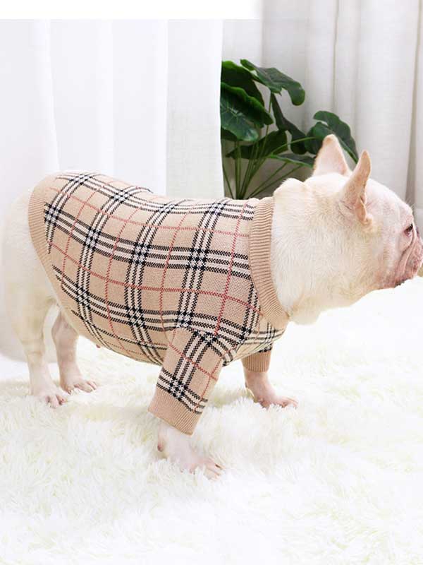 GMTPET Pug dog fat dog core yarn wool autumn and winter new warm winter plaid fighting Bulldog sweater clothes 107-222020 gmtpet.ltd
