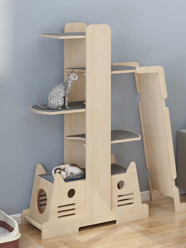 도매 소나무 단단한 나무 다층 보드 고양이 나무 고양이 타워 고양이 등반 프레임 105-207 gmtpet.ltd