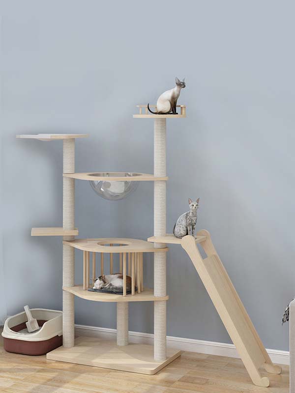 Wholesale pine solid wood multilayer board cat tree cat tower cat climbing frame 105-212 gmtpet.ltd