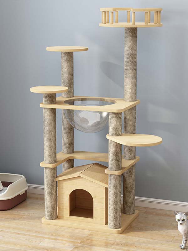 atacado-pinheiro-madeira maciça-placa multicamadas-gato-árvore-torre-gato-quadro de escalada para gatos-105-220 gmtpet.ltd