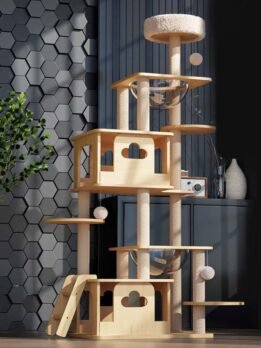 Wholesale wood cat tree cat tower climbing frame 105-236